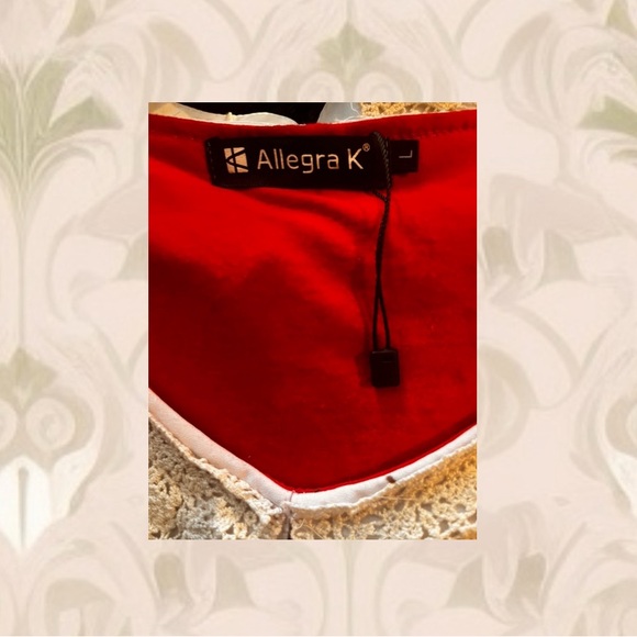 Red/Cream Babydoll Dress. (L) - Picture 3 of 4